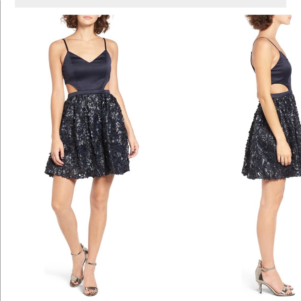 Cutout Faux Leather Skater Dress NEW
Navy blue
